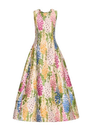 Oscar de la Renta Foxglove Jacquard Cocktail midi dress - Pink