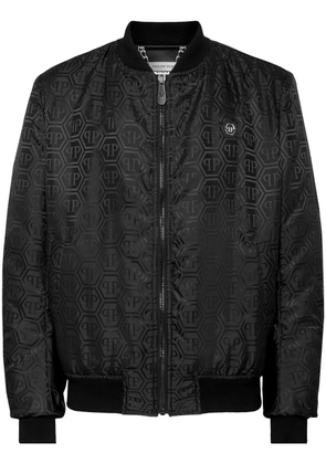 Philipp Plein monogram-jacquard bomber jacket - Black