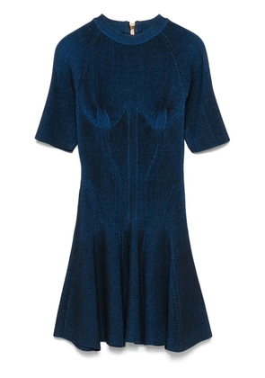 Balmain ribbed-knit mini dress - Blue