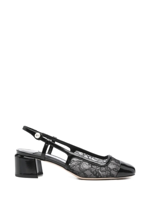 Jimmy Choo lace-detail block-heel pumps - Black
