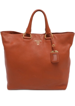 Prada Pre-Owned logo-plaque leather tote bag - Brown