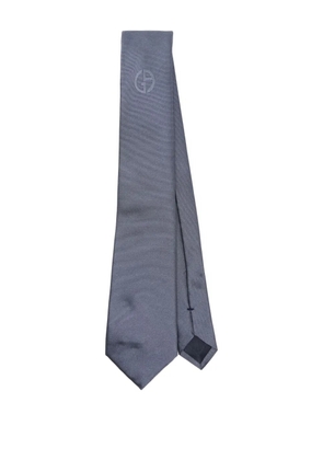 Giorgio Armani logo-embellished silk tie - Blue