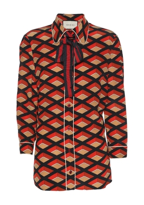 Gucci Pre-Owned rhombus-print long-sleeve top - Red