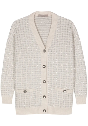 D.Exterior sequinned cardigan - Neutrals