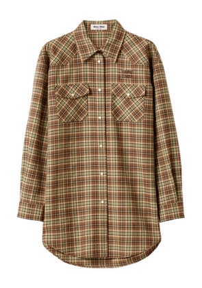 Miu Miu plaid snap-fastening shirt - Brown