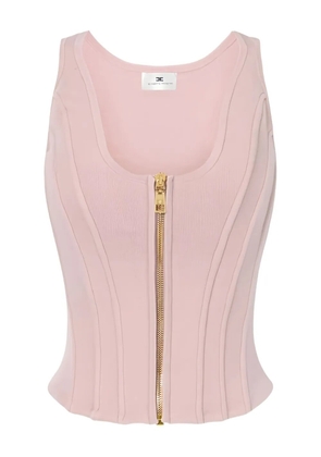 Elisabetta Franchi ribbed zip top - Pink