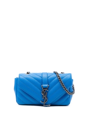 Saint Laurent Pre-Owned 2015 Baby Grained Calfskin Chevron Classic Monogram Chain Bag crossbody bag - Blue