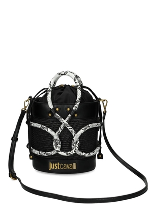 Just Cavalli snake-pattern bucket bag - Black