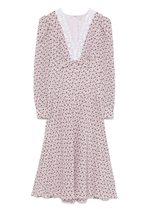 Alessandra Rich rose-print midi dress - Purple
