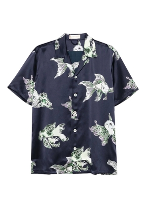 Olivia von Halle goldfish-print shirt - Blue