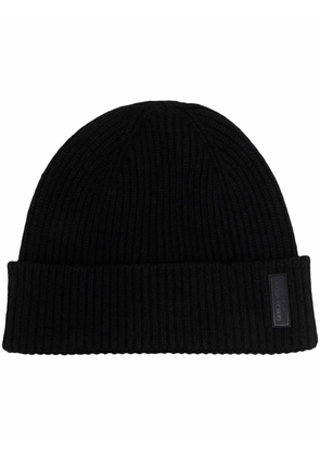 Giorgio Armani logo-patch cashmere-knit beanie - Black