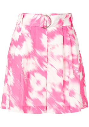 MSGM painterly-print belted shorts - Pink