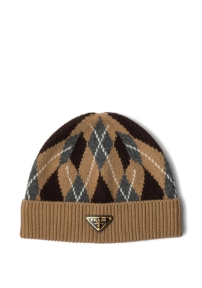 Prada Argyle knit beanie - Brown