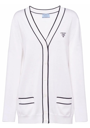 Prada V-neck silk cardigan - White