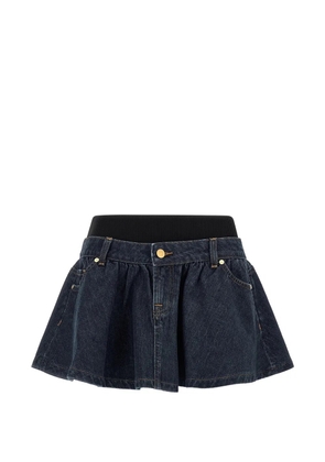 7 For All Mankind banded contrast-stitching mini denim skirt - Blue