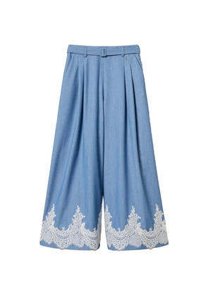 TWINSET lace-detail palazzo pants - Blue