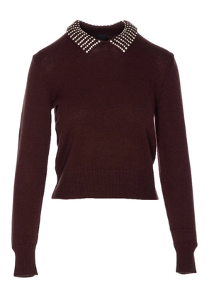PINKO crystal-embellished crew-neck sweater - Brown