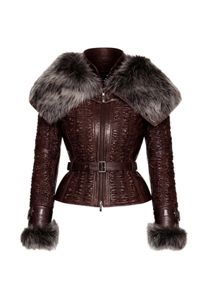 KNWLS smocked fur jacket - Brown