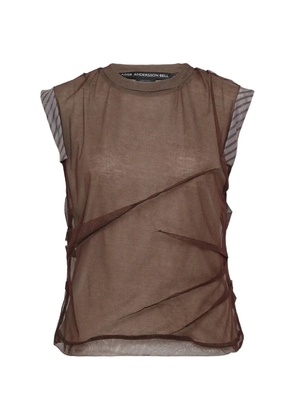 Andersson Bell logo-patch layered blouse - Brown