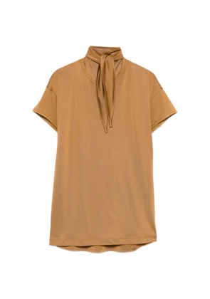 LEMAIRE tie-neck short-sleeve T-shirt - Brown
