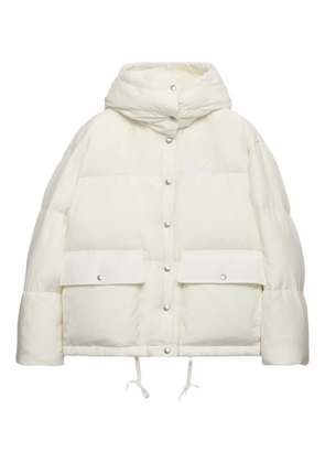 Prada hooded patch-pocket down jacket - White