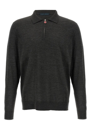 Kiton half zip mélange knit sweaters - Grey