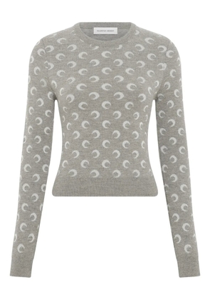 Marine Serre moon-jacquard crew-neck sweater - Grey