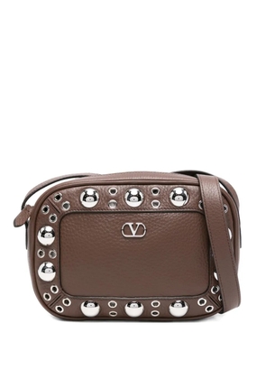 Valentino Garavani studded leather messenger bag - Brown