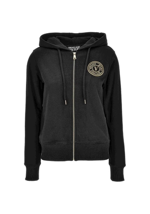 Versace Jeans Couture logo-patch drawstring hoodie - Black