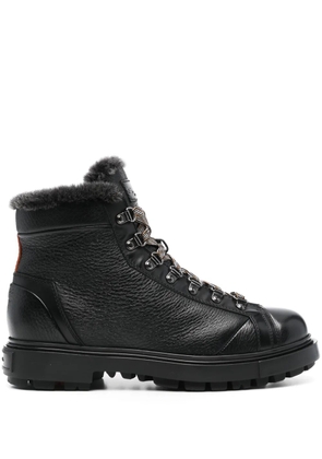 Santoni shearling-trim leather boots - Black