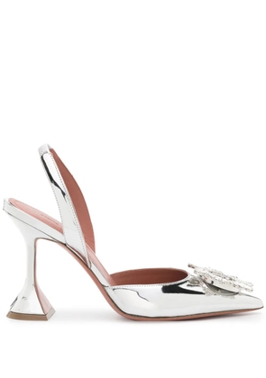 Amina Muaddi Begum 95mm slingback pumps - Silver