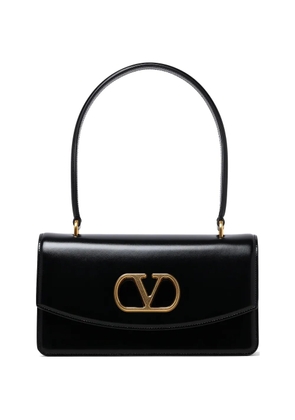 Valentino Garavani logo-plaque leather shoulder bag - Black
