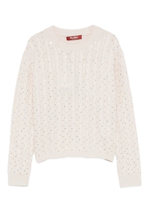 Max Mara embellished cable-knit sweater - Neutrals