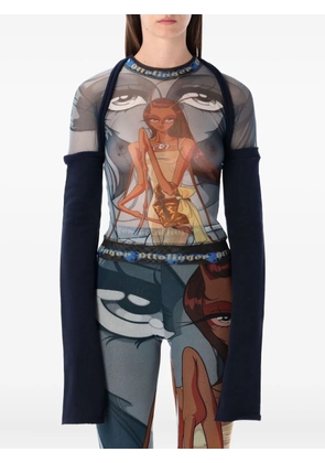 Ottolinger Julien mesh-panel long-sleeve top - Blue