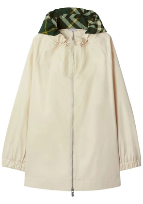 Burberry checkered hood cotton parka - White