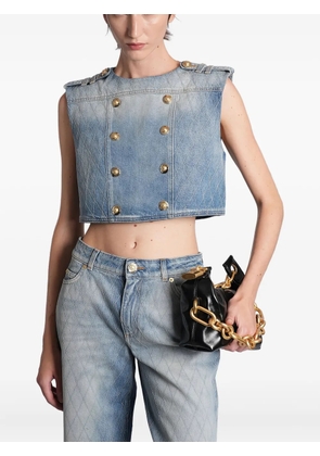 Balmain quilted button top - Blue