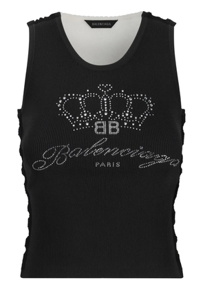 Balenciaga rhinestone embellished top - Black