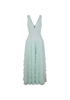 TWINSET ruffled tulle maxi dress - Green