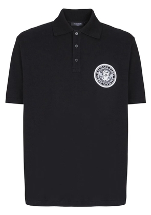 Balmain Coin-print cotton polo shirt - Black