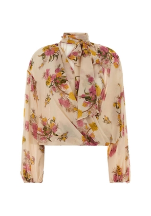 Blumarine floral pussy-bow blouse - Neutrals