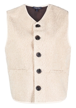 Soeur V-neck faux-shearling vest - Neutrals