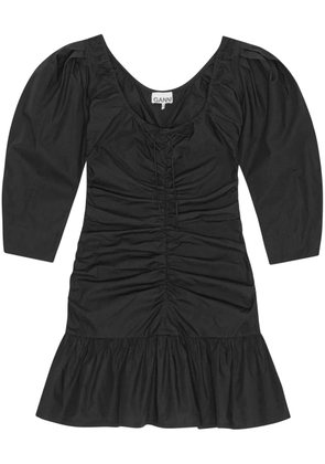 GANNI gathered U-neck minidress - Black