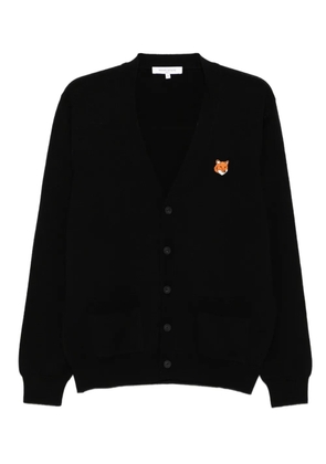Maison Kitsuné bold fox head patch cardigan - Black