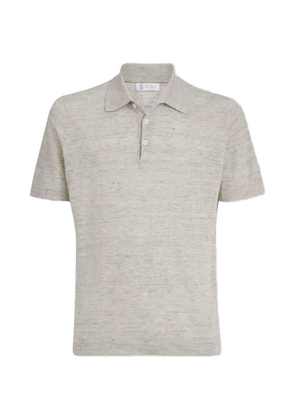Brunello Cucinelli linen and cotton knit polo shirt - Neutrals