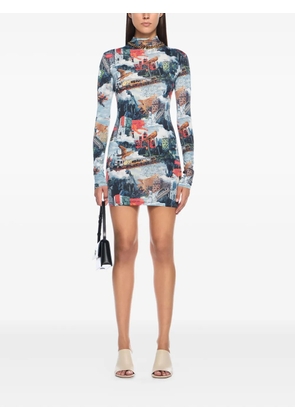 Off-White World Paint long-sleeve mini dress - Blue
