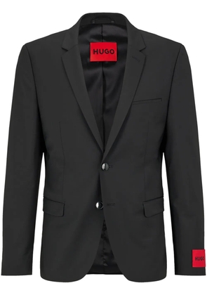 HUGO logo-patch notched-lapels blazer - Black