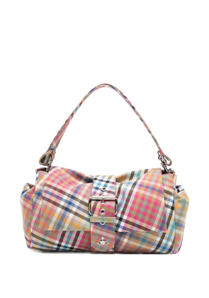 Vivienne Westwood XL Hazel Treasure heather check buckle tote bag - Pink