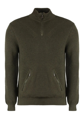 Moorer ribbed-knit half-zip pullover - Green