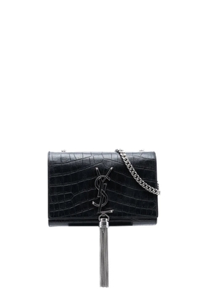 Saint Laurent Pre-Owned 2016 Small Croc Embossed Leather Monogram Kate Tassel crossbody bag - Black