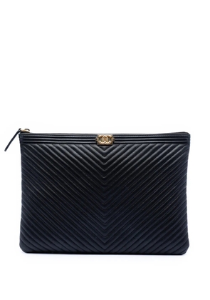 CHANEL Pre-Owned 2019 Medium Chevron Lambskin Boy O Case clutch bag - Black